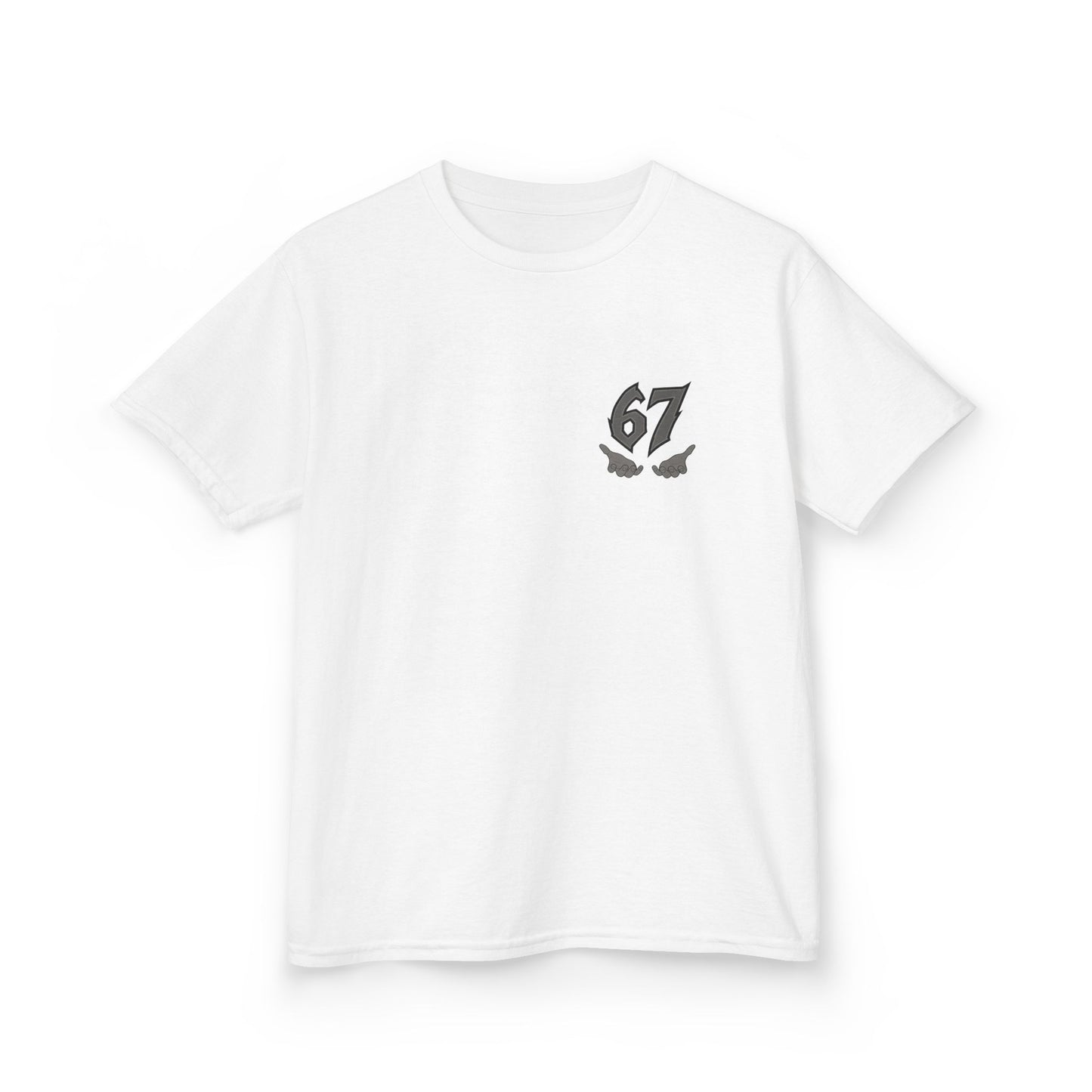 Kids Tee — '67' Number Chest + 'six seven' Retro Smoke Back Design