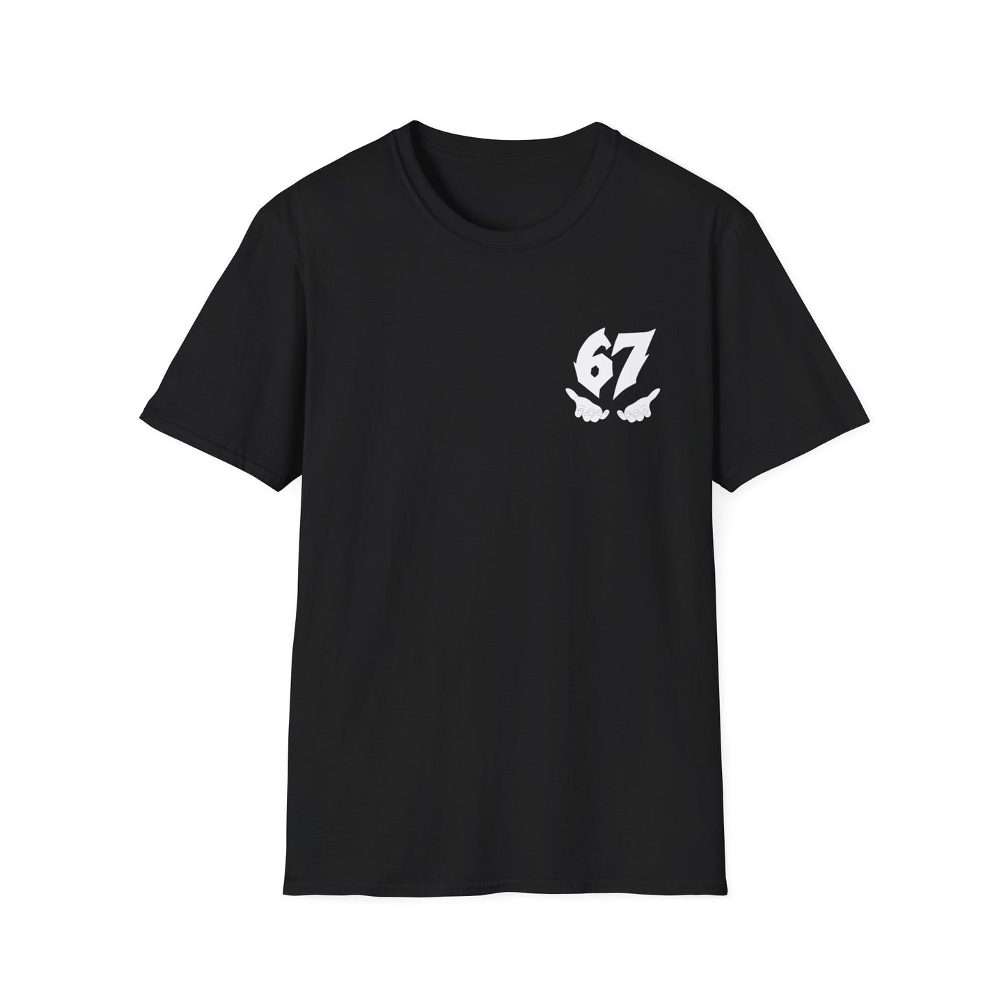 Six Seven Globe T‑Shirt — '67' Chest Logo & Caring Hands Back Design