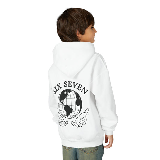 Youth Hoodie — "Six Seven" Globe Graphic Pullover