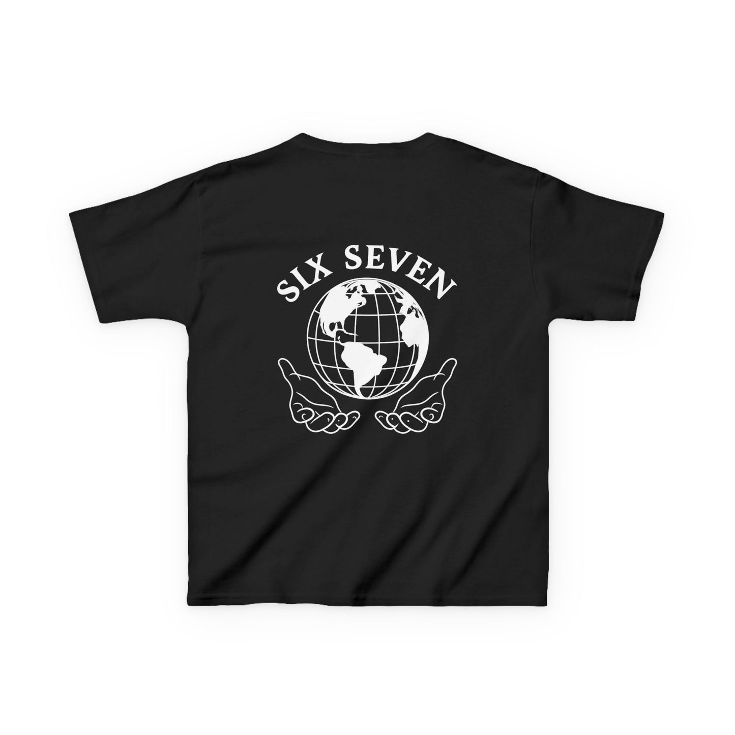 Six Seven Globe Kids T‑Shirt — '67' Chest Logo & Back Earth Graphic