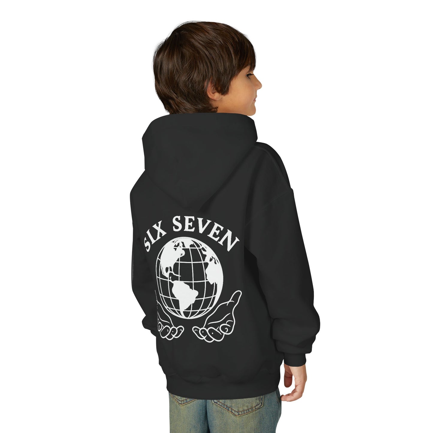 Youth Hoodie — "Six Seven" Globe Graphic Pullover