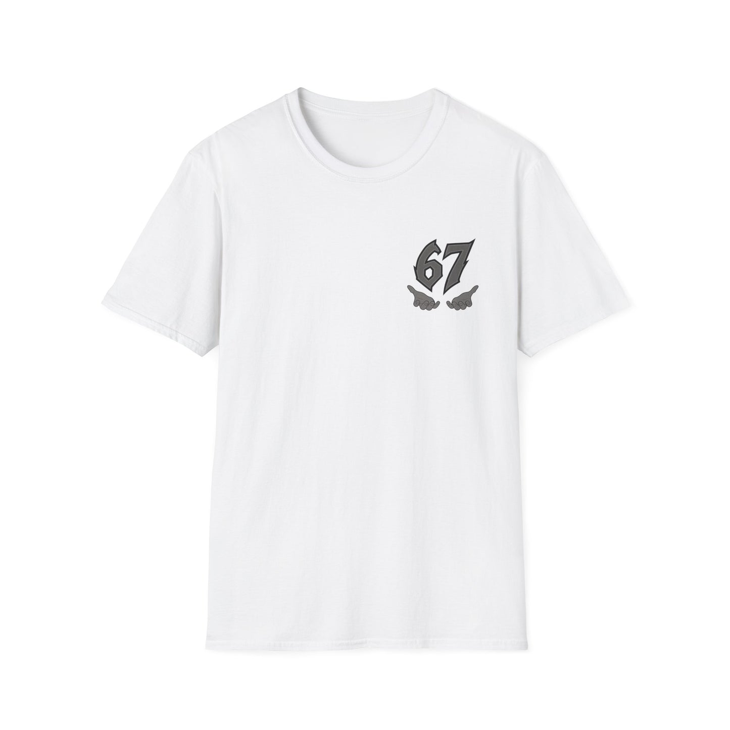 Six Seven Globe T‑Shirt — '67' Chest Logo & Caring Hands Back Design