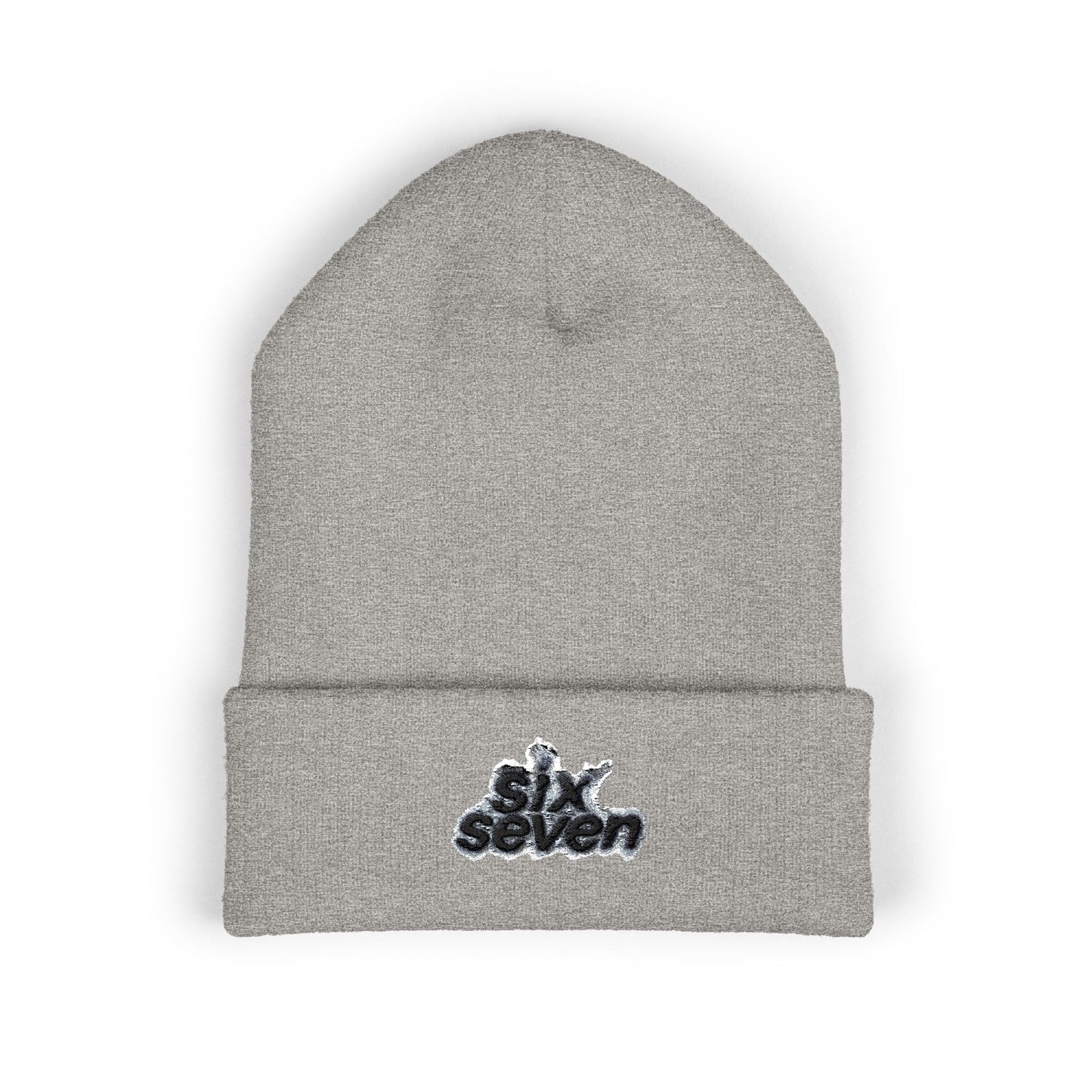 Embroidered 'siken' Classic Cuffed Beanie — Minimal Streetwear Knit Hat