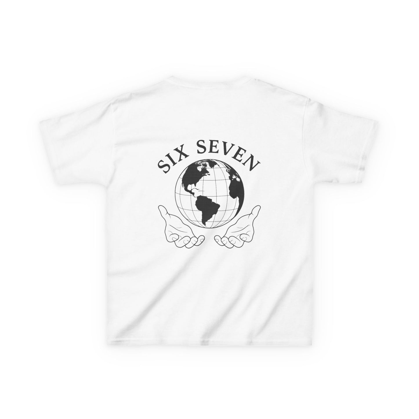Six Seven Globe Kids T‑Shirt — '67' Chest Logo & Back Earth Graphic