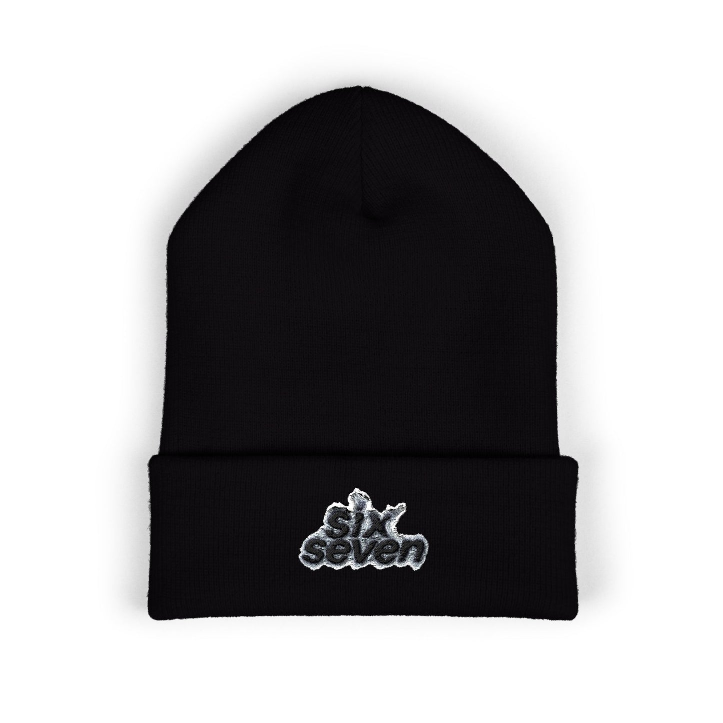Embroidered 'siken' Classic Cuffed Beanie — Minimal Streetwear Knit Hat