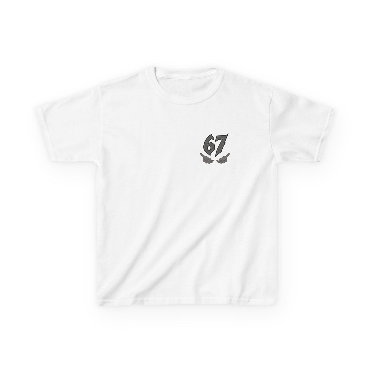 Six Seven Globe Kids T‑Shirt — '67' Chest Logo & Back Earth Graphic